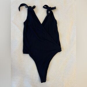 Wilfred Free Black Ribbed One-Piece Bodysuit